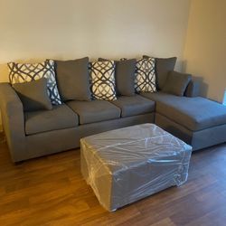 Grey Sectional With Ottoman ‼️new In Stock 
