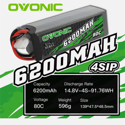 Ovonic 6200mAh 4S Lipo Battery14.8V 80C EC5 (2 PACK)