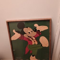 Rare Vintage Mickey Mouse Picture With Frame