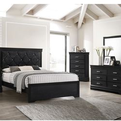 4- Pc Bedroom set Dresser,Mirror  Nightstand (1) Queen size bed frame  Not including Mattress and Box Sp
