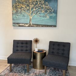 New - Set of Two Accent Chairs ( Dark gray, Linen )
