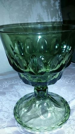 Vintage Olive Glass Compote