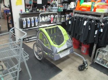 Used Schwinn Pacific Cycle Lumina Reflective Double Bike Trailer W/ Attachment