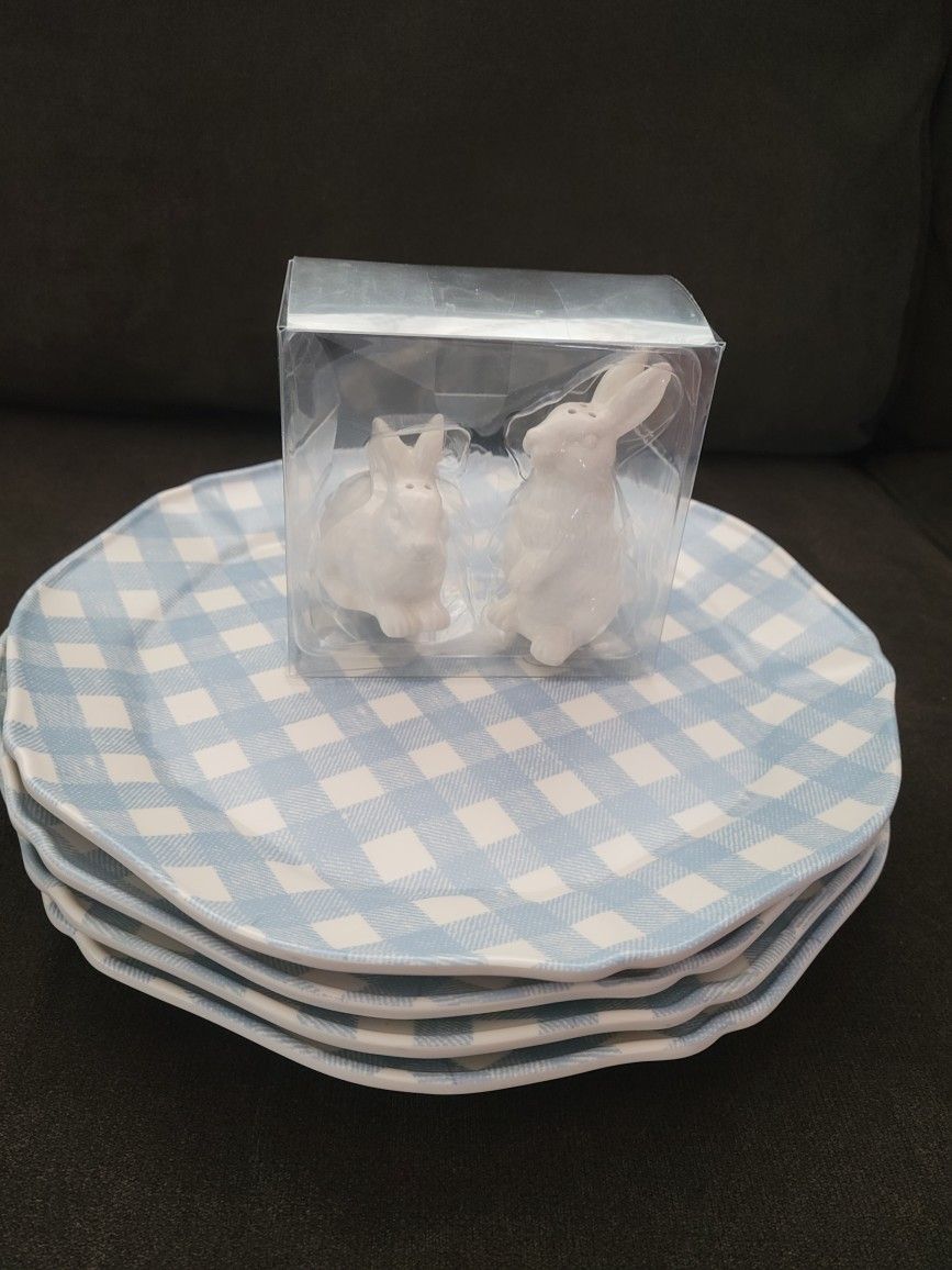 Easter Dinner Plates, Salt And Pepper Shaker.
