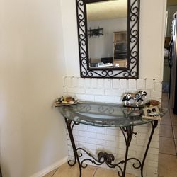 Living Room Set (Matching Chair, Mirror and Glass Table)
