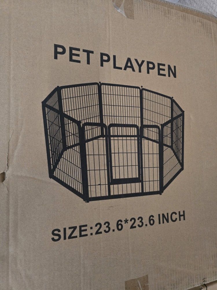 Simple Deluxe Dog Playpen Outdoor, Portable Metal Playpen for Travel, Camping, Black,