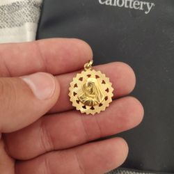 Dije Rostro De Jesús Y María 14 Kilates 