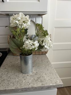 Galvanized faux flower arrangement $12