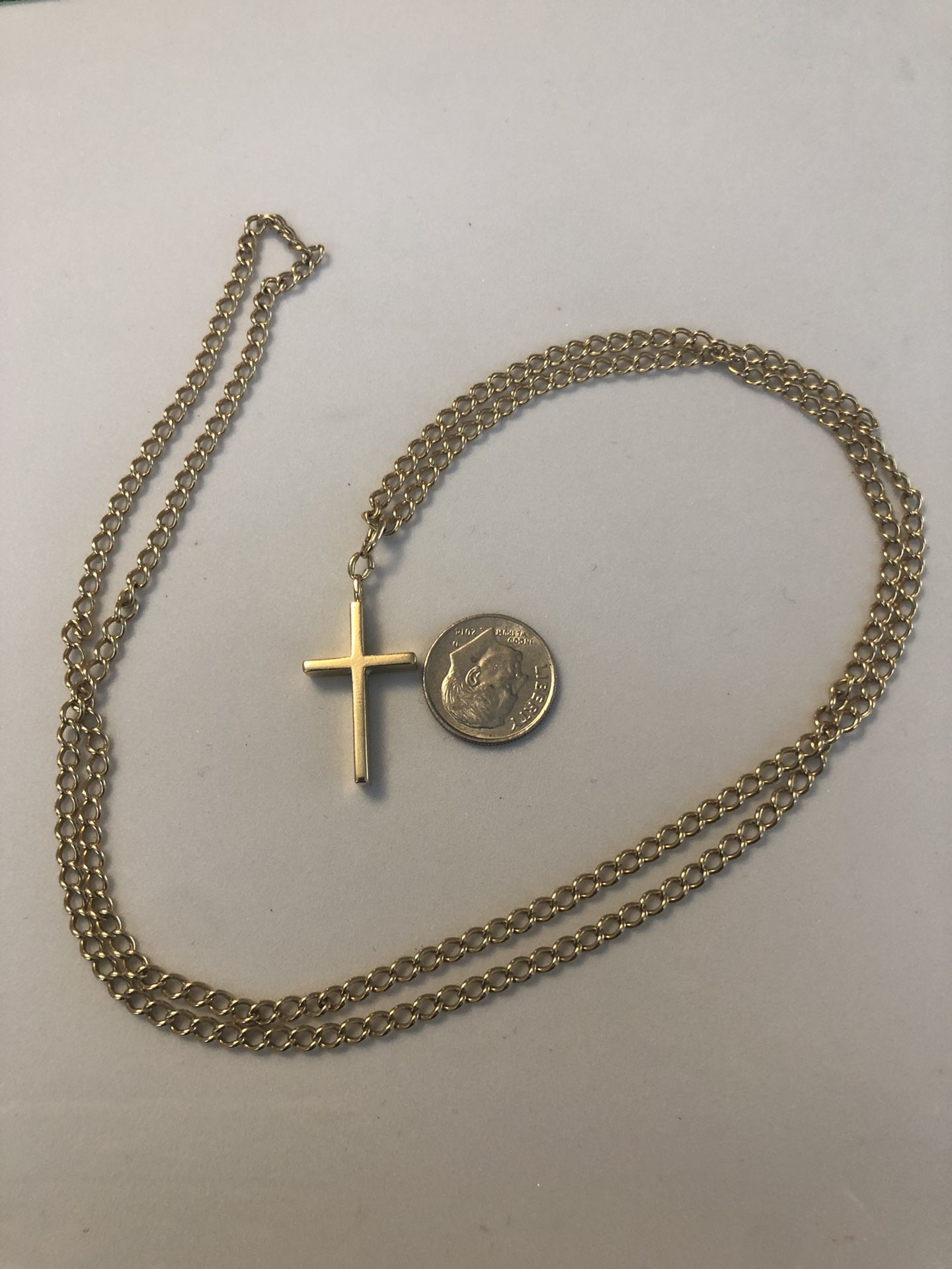 Vintage 14K Solid Gold Chain & Cross - 28” Long