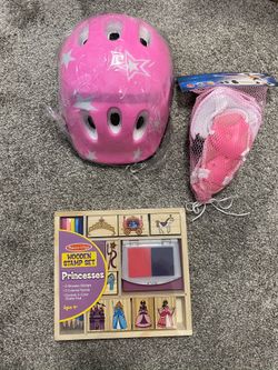 Brand new stamp and helmet set for girls