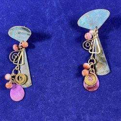 Multicolored Artistic Earrings 80’s