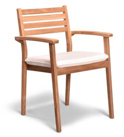 Outdoor Teak Stacking Patio Dining Chairs with Armrests & Cushion (x8)