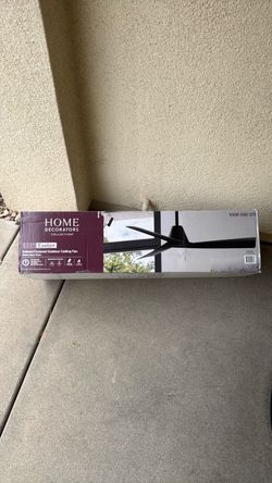 Brand New Home Decorators Collection Easton 52 in. Indoor/Outdoor Matte Black with Matte Black Blades Ceiling Fan with Remote Included