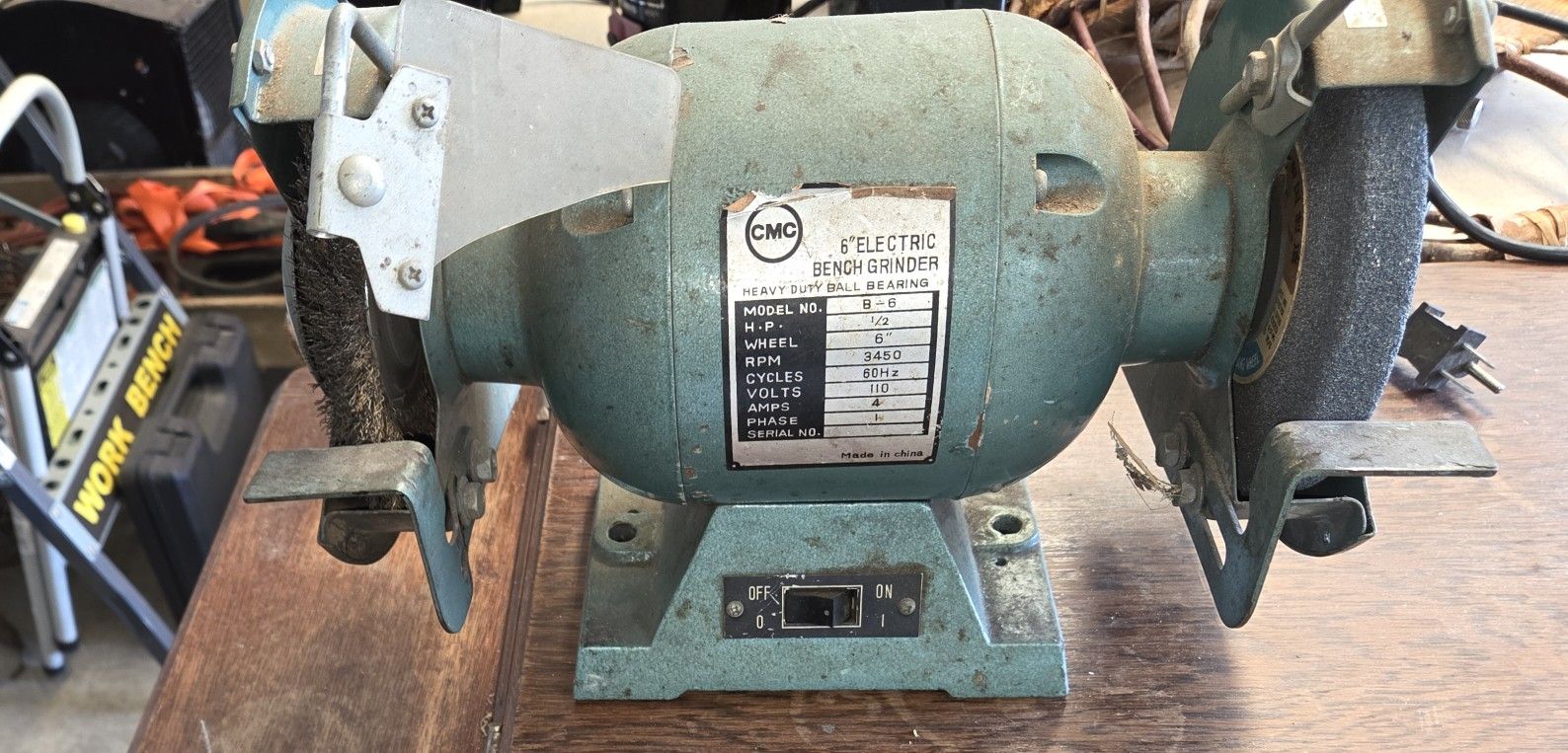 CMC 6" Electric Bench Grinder, Ball Bearing -