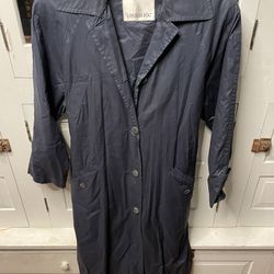 Vintage London Fog Womens Light Trench/Rain Coat Size 14R Navy Blue