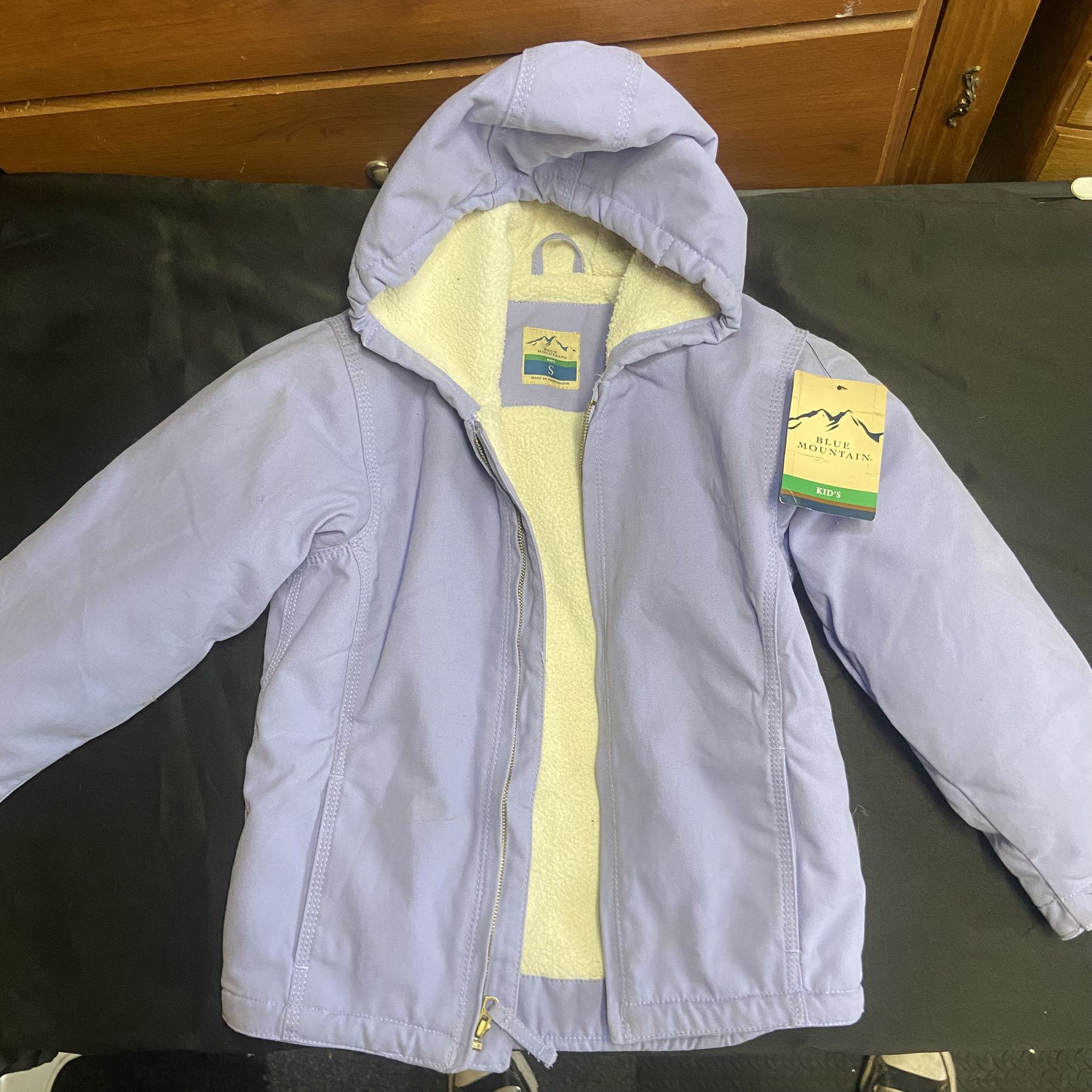 Lavender Blue Mountain Junior Girls' Sherpa-Lined Sanded Duck Hooded Jacket New With Tags