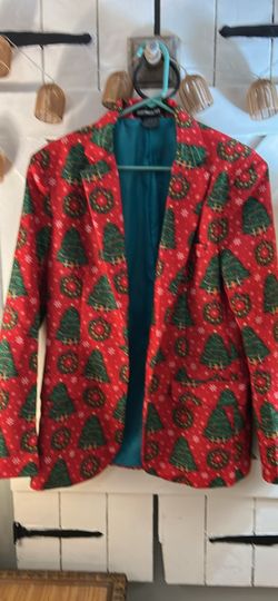Christmas Print Blazer Jacket-SZ M