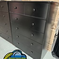 Jumbo Black 6 Drawer Dresser Chest Fully Assembled 
