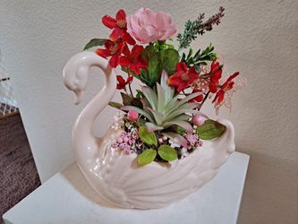 Decorative Ceramic Silk Floral Swan