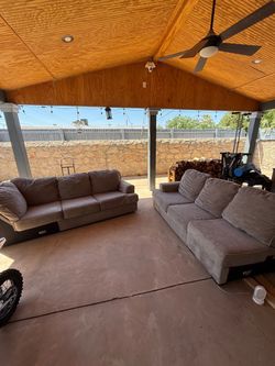 Used Ashley Gray Sectional Fabric Sofa Set – 2 Couches