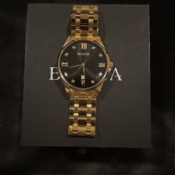 Bulova Gold Watch w/Diamonds