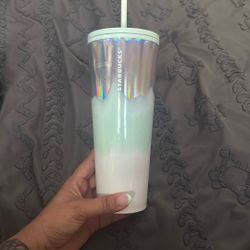 Starbucks Cup Teal And Silver 
