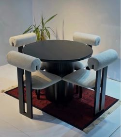 Round Black Dining Table with 4 Chairs