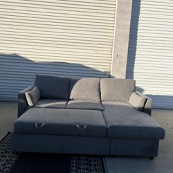 Coddle Luke Fabric Sleeper Sofa with Reversible Chaise + Storage - Gray - 🚚 DELIVERY AVAILABLE ✅