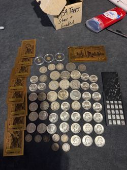 US Silver Coin Lot with Gold Foil Notes