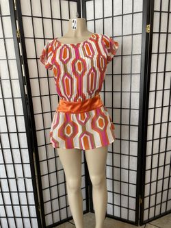 Short Sleeve Geometric Blouse