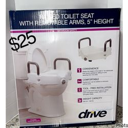 2-in-1 Raised Toilet Seat with Removable Padded Arms, Standard Seat