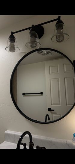 26” Black Round Bathroom Mirror