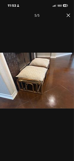 Rattan Ottoman’s 2 with cushion