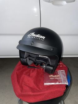Indian Motorcycle Open Face Retro Helmet Matte Black Small SB-07