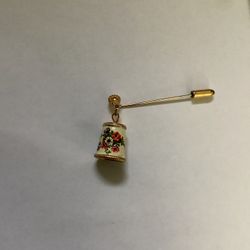 Antique Sewing Thimble Floral Design Stick Pin