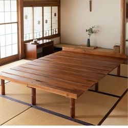 EMOOR wood slatted Floor Bed Frame Full bed
