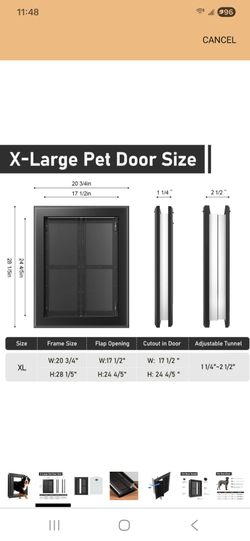 Aluminum French Large Dog Door Heavy-Duty Extra Large Wall or Window Install