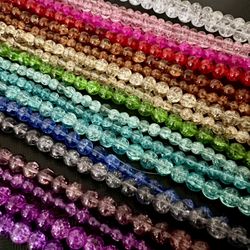 Glass Crackled Beads For Jewelry Making 