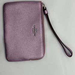 Metallic Pink Coach Wristlet