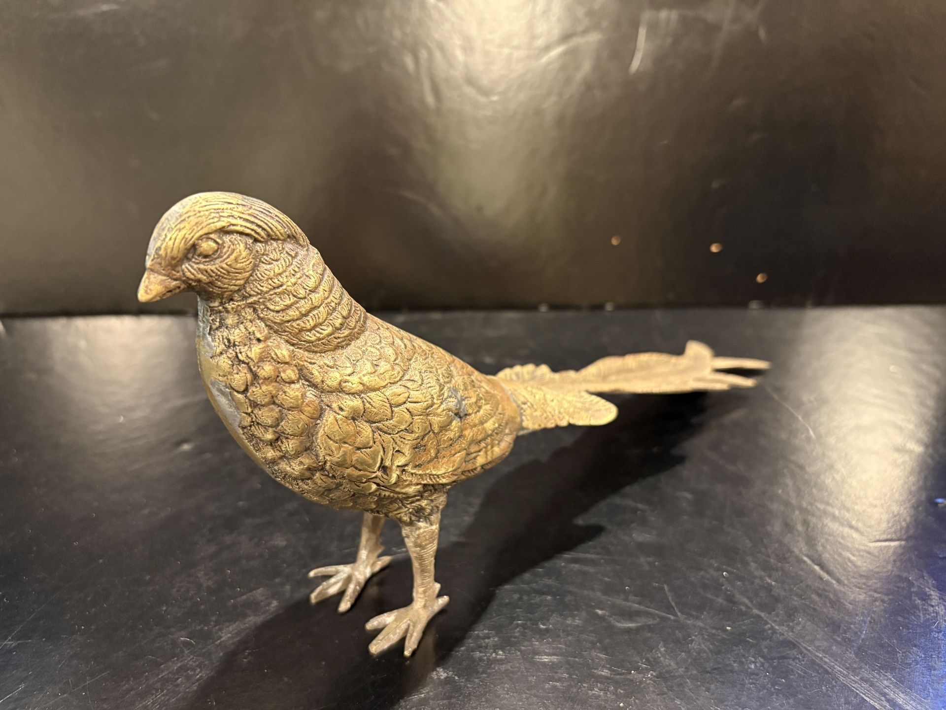 Vintage Brass Pheasant Bird Figurine 13” Long 