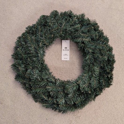 New 24 Inch Wreath Christmas Indoor Outdoor Decorative Bloom Room Pine Essentials