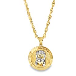 10k Yellow Gold Jesus Pendant Necklace