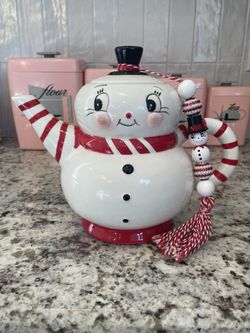 Johanna Parker Snowman Teapot Christmas Carnival Cottage 