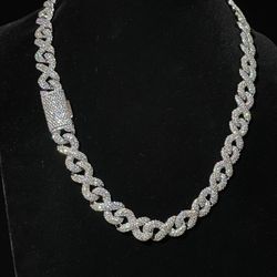 VVS Custom Moissanite Infinity Link chain 15mm 22 inch PASS DIAMOND TESTER