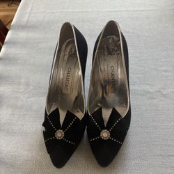 Chantal Black Velvet With Bow size 8