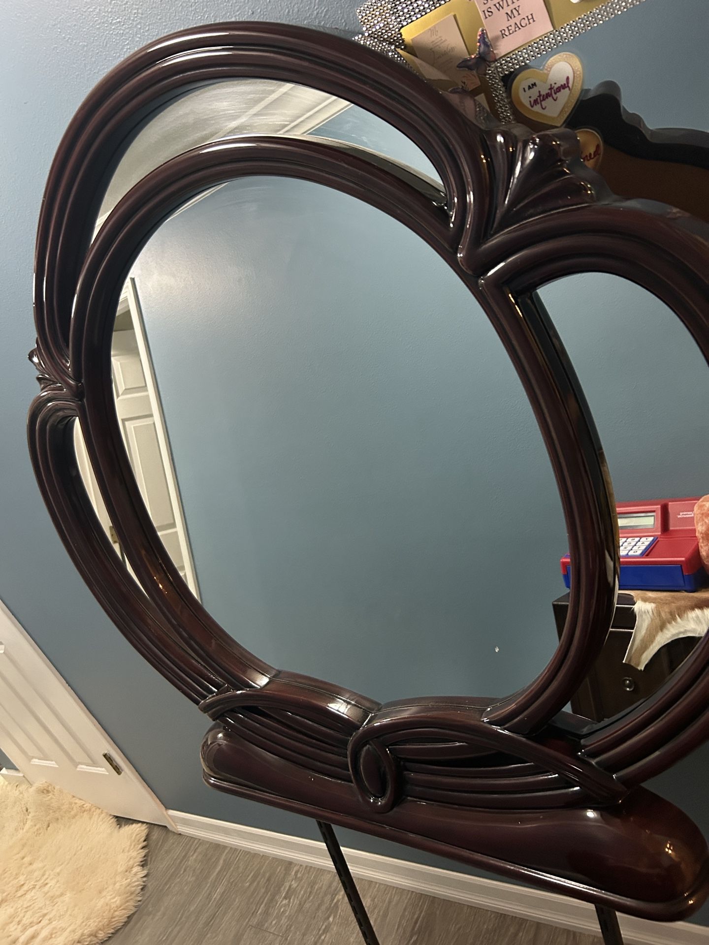 Cherry Gloss Wooden Frame Mirror For Dresser