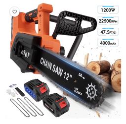 RELOIVE 12" Chainsaw, Cordless battery Chainsaw with 2x 4.0Ah Batteries
