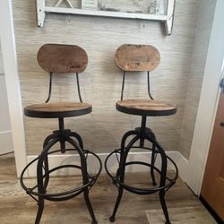 Vintage Rustic  Adjustable Height Swivel Barstools