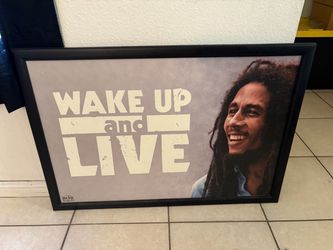 Bob Marley poster in frame