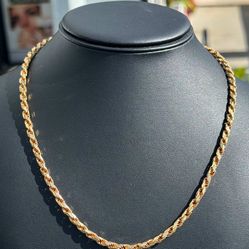 Jewelry 10k solid yellow gold Rope necklace chain 24.00" 3.75mm w lobster lock